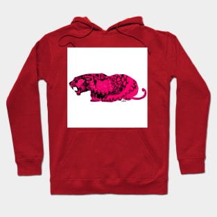 pink wild mexican king tiger in ecopop with totonac magical patterns in floral folk art Hoodie